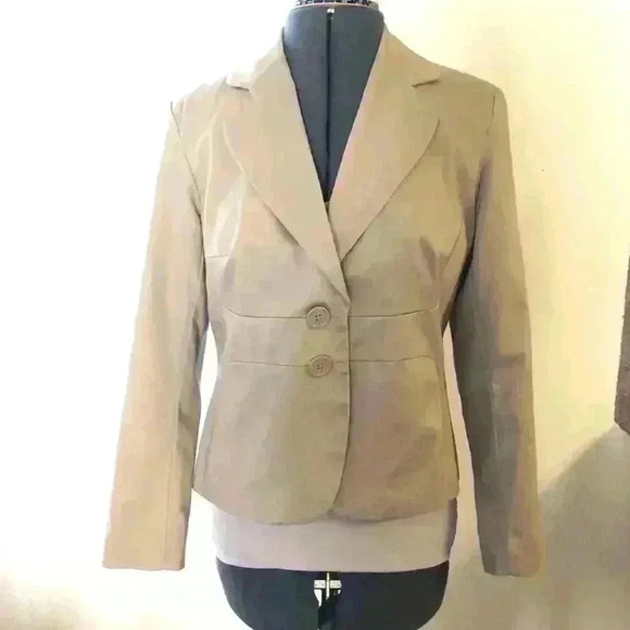 Worthington Khaki Beige Light Brown Career Blazer Jacket Women 8 Petite - Picture 4 of 10